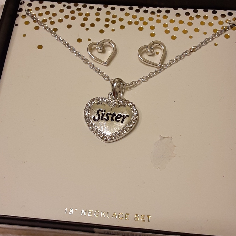 Sister necklace and earring set